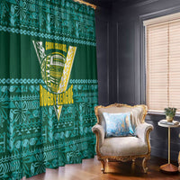 Cook Islands Island Floral Window Curtain Teal Traditional Kuki's Geometric Pattern