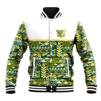 Cook Islands Island Floral Baseball Jacket Green Traditional Kuki's Geometric Pattern LT9 Unisex Green - Polynesian Pride