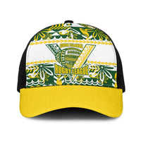 Cook Islands Island Floral Baseball Net Cap Green Traditional Kuki's Geometric Pattern LT9 One Size Black Green - Polynesian Pride