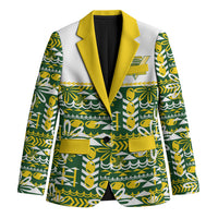 Cook Islands Island Floral Blazer Green Traditional Kuki's Geometric Pattern LT9 Unisex Green - Polynesian Pride