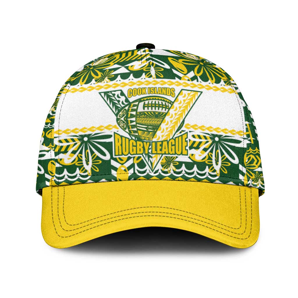 Cook Islands Island Floral Classic Cap Green Traditional Kuki's Geometric Pattern LT9 Universal Fit Green - Polynesian Pride