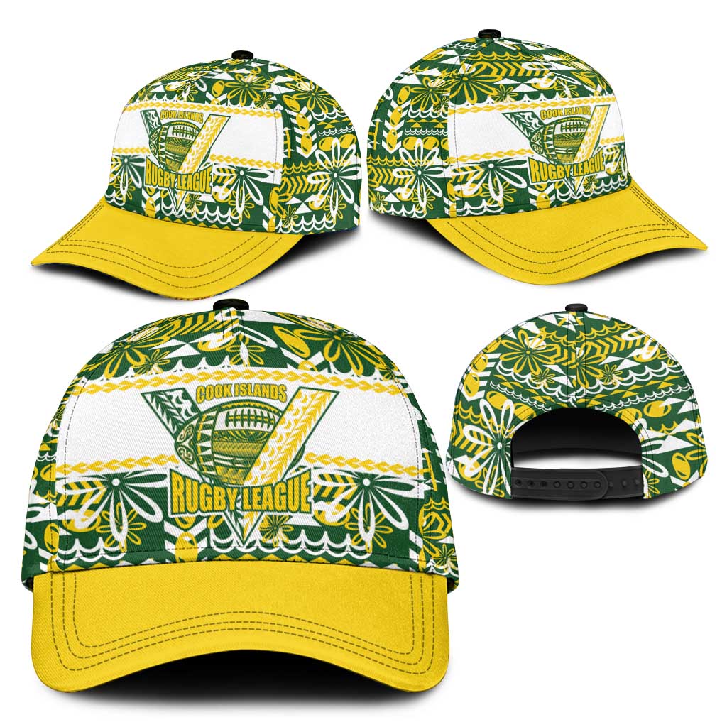 Cook Islands Island Floral Classic Cap Green Traditional Kuki's Geometric Pattern LT9 - Polynesian Pride