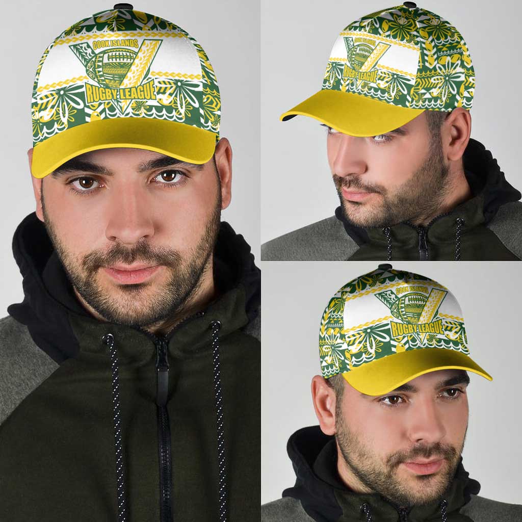 Cook Islands Island Floral Classic Cap Green Traditional Kuki's Geometric Pattern LT9 - Polynesian Pride