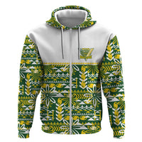 Cook Islands Island Floral Zip Hoodie Green Traditional Kuki's Geometric Pattern LT9 Zip Hoodie Green - Polynesian Pride