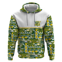 Cook Islands Island Floral Zip Hoodie Green Traditional Kuki's Geometric Pattern LT9 Pullover Hoodie Green - Polynesian Pride