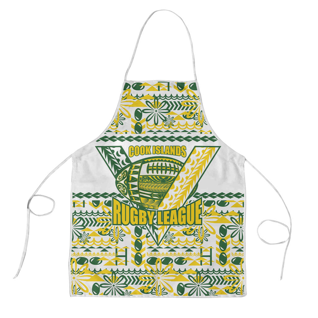 Cook Islands Island Floral Apron White Traditional Kuki's Geometric Pattern