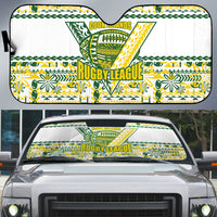 Cook Islands Island Floral Auto Sun Shade White Traditional Kuki's Geometric Pattern LT9 White - Polynesian Pride