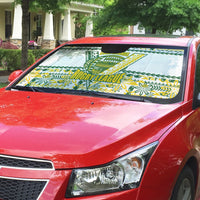 Cook Islands Island Floral Auto Sun Shade White Traditional Kuki's Geometric Pattern LT9 - Polynesian Pride