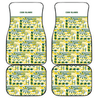 Cook Islands Island Floral Car Mats White Traditional Kuki's Geometric Pattern LT9 - Polynesian Pride