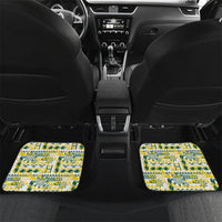 Cook Islands Island Floral Car Mats White Traditional Kuki's Geometric Pattern LT9 Set 2pcs - Back White - Polynesian Pride