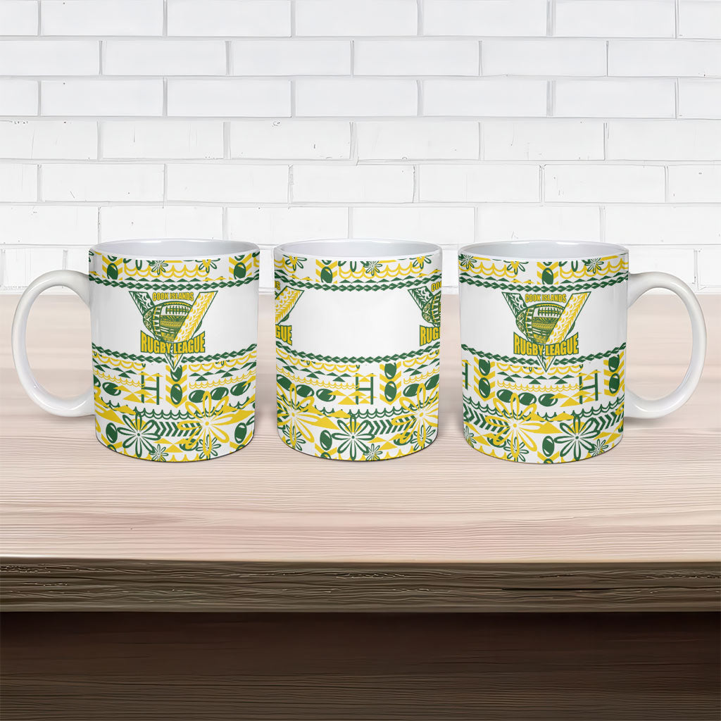 Cook Islands Island Floral Ceramic Mug White Traditional Kuki's Geometric Pattern LT9 - Polynesian Pride