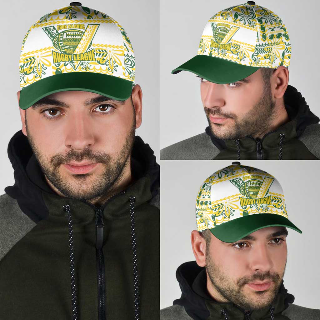 Cook Islands Island Floral Classic Cap White Traditional Kuki's Geometric Pattern