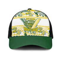Cook Islands Island Floral Mesh Trucker Cap White Traditional Kuki's Geometric Pattern