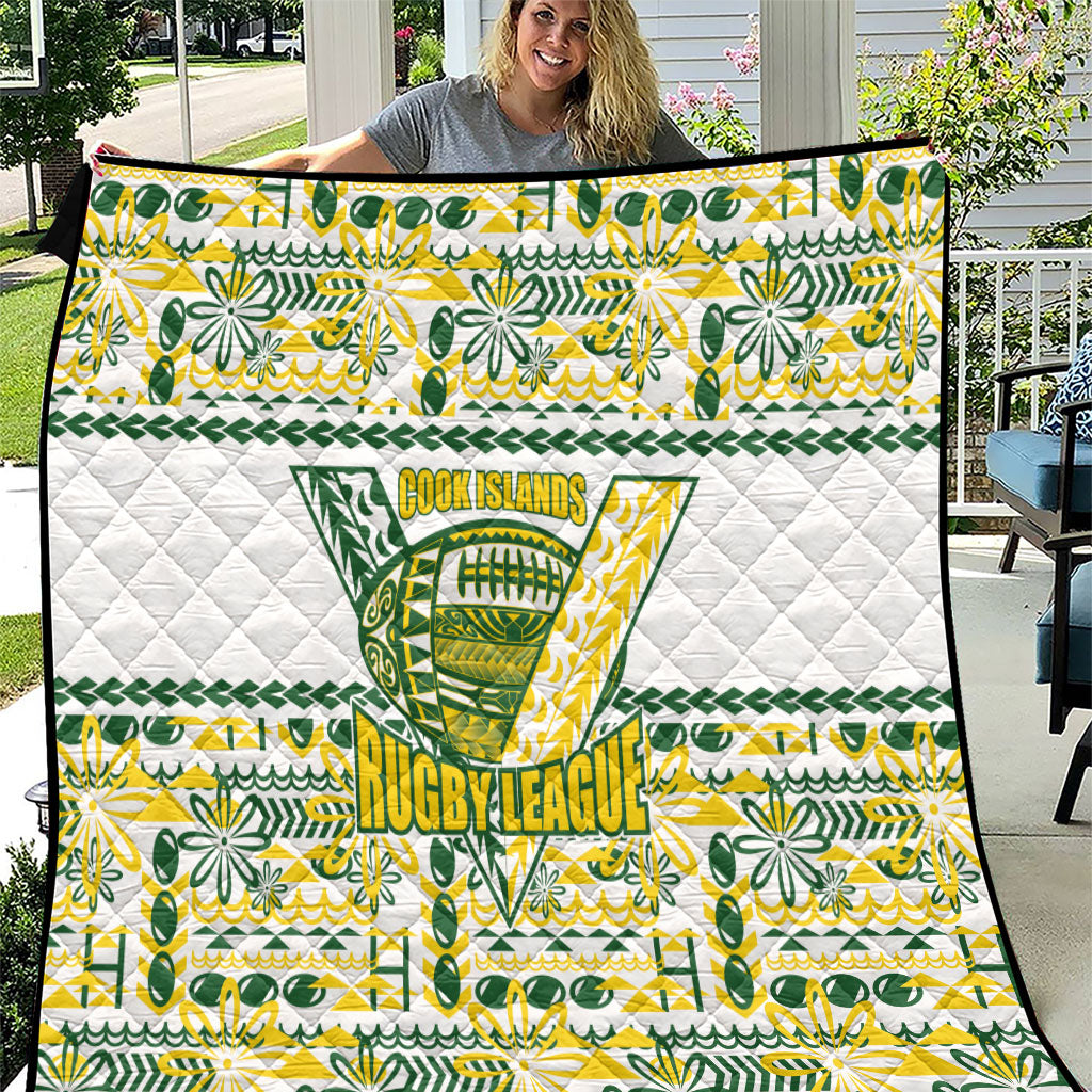 Cook Islands Island Floral Quilt White Traditional Kuki's Geometric Pattern