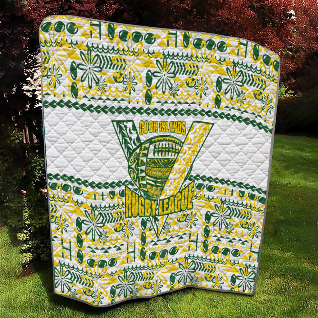 Cook Islands Island Floral Quilt White Traditional Kuki's Geometric Pattern