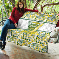 Cook Islands Island Floral Quilt White Traditional Kuki's Geometric Pattern