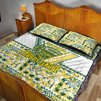 Cook Islands Island Floral Quilt Bed Set White Traditional Kuki's Geometric Pattern LT9 - Polynesian Pride