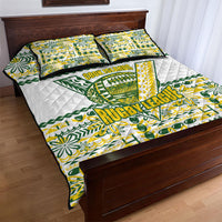Cook Islands Island Floral Quilt Bed Set White Traditional Kuki's Geometric Pattern LT9 - Polynesian Pride