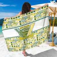 Cook Islands Island Floral Sarong White Traditional Kuki's Geometric Pattern LT9 One Size 44 x 66 inches White - Polynesian Pride
