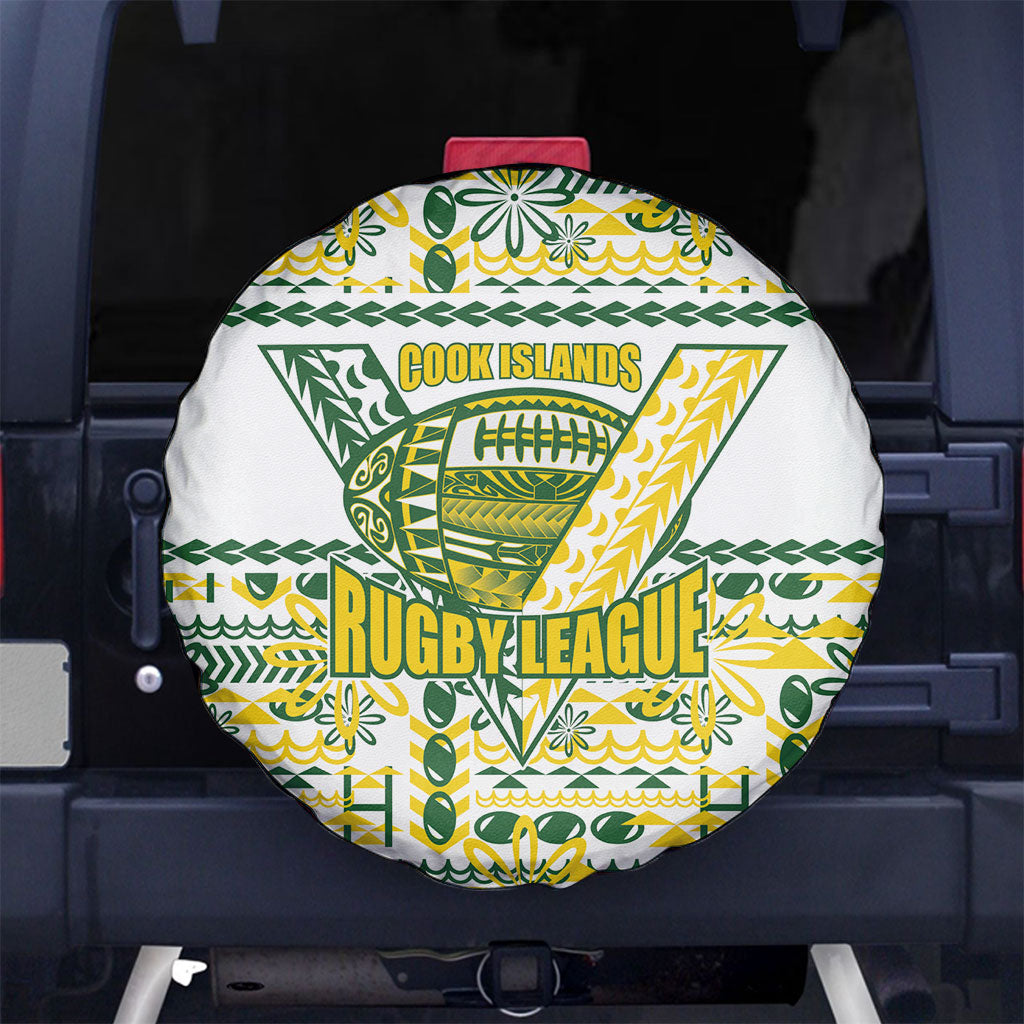 Cook Islands Island Floral Spare Tire Cover White Traditional Kuki's Geometric Pattern LT9 No hole White - Polynesian Pride