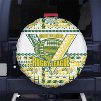 Cook Islands Island Floral Spare Tire Cover White Traditional Kuki's Geometric Pattern LT9 No hole White - Polynesian Pride