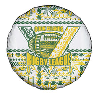 Cook Islands Island Floral Spare Tire Cover White Traditional Kuki's Geometric Pattern LT9 - Polynesian Pride