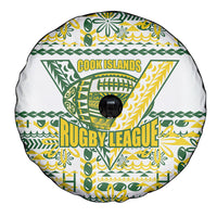Cook Islands Island Floral Spare Tire Cover White Traditional Kuki's Geometric Pattern LT9 - Polynesian Pride