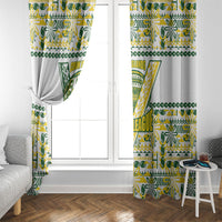 Cook Islands Island Floral Window Curtain White Traditional Kuki's Geometric Pattern
