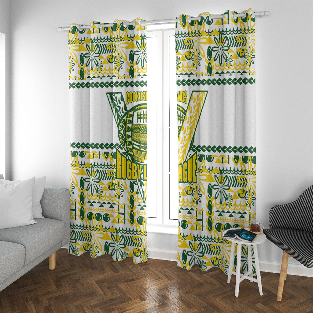 Cook Islands Island Floral Window Curtain White Traditional Kuki's Geometric Pattern