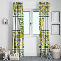 Cook Islands Island Floral Window Curtain White Traditional Kuki's Geometric Pattern