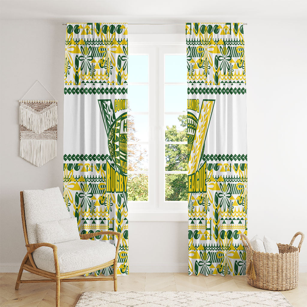 Cook Islands Island Floral Window Curtain White Traditional Kuki's Geometric Pattern