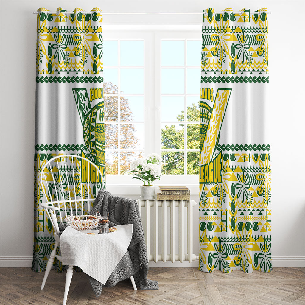 Cook Islands Island Floral Window Curtain White Traditional Kuki's Geometric Pattern
