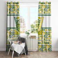 Cook Islands Island Floral Window Curtain White Traditional Kuki's Geometric Pattern