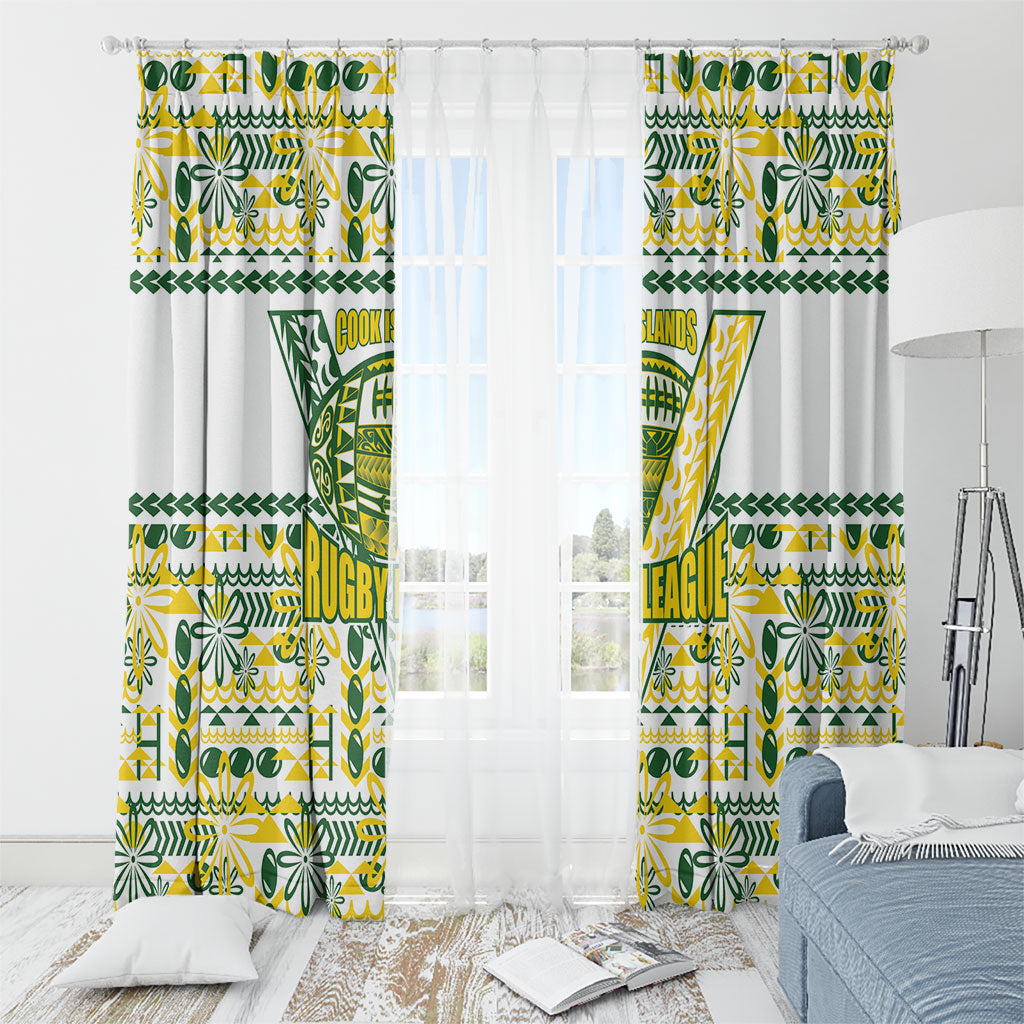 Cook Islands Island Floral Window Curtain White Traditional Kuki's Geometric Pattern
