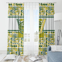 Cook Islands Island Floral Window Curtain White Traditional Kuki's Geometric Pattern