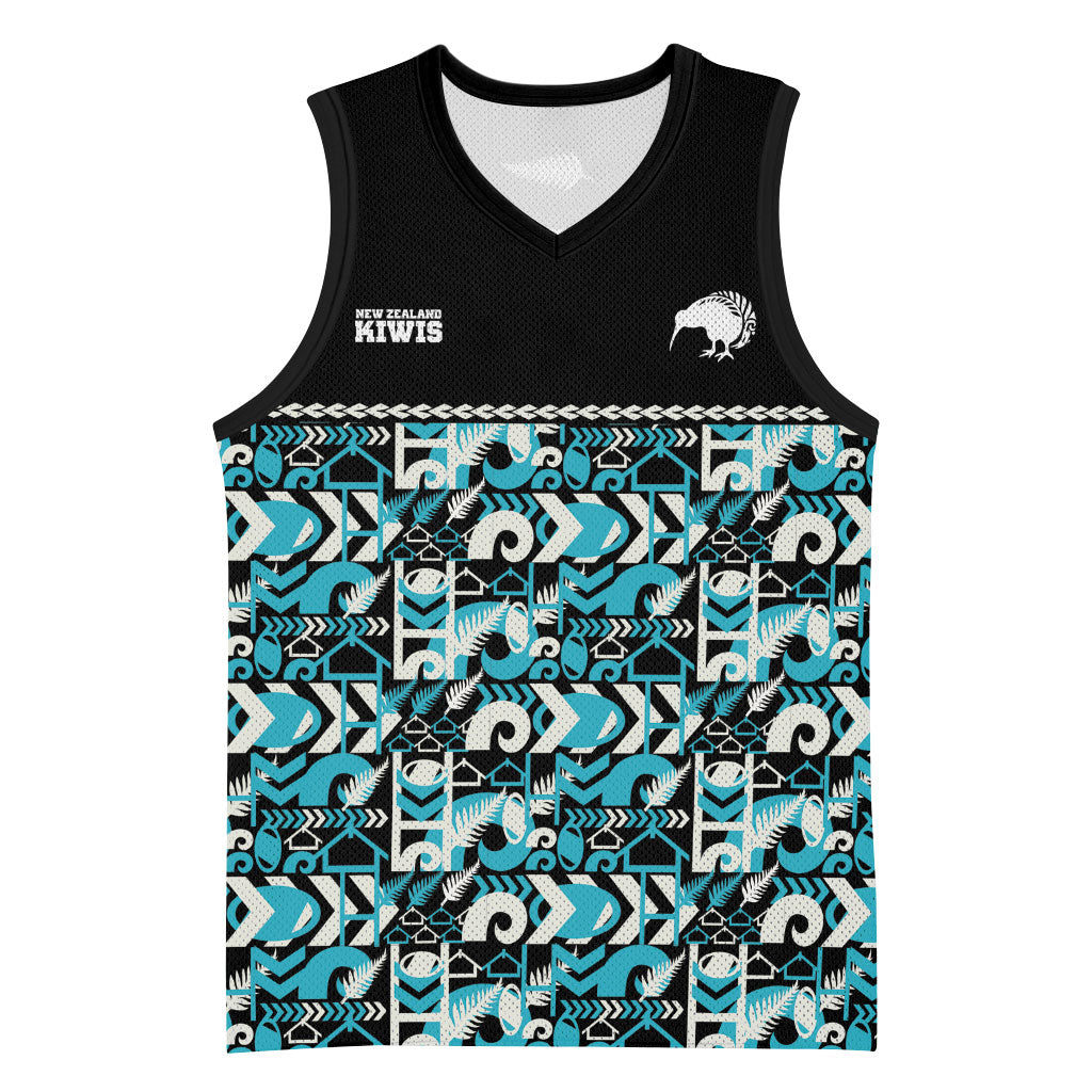 Aotearoa New Zealand Kiwis Tima Riki Motu Basketball Jersey LT9 Unisex Black - Polynesian Pride