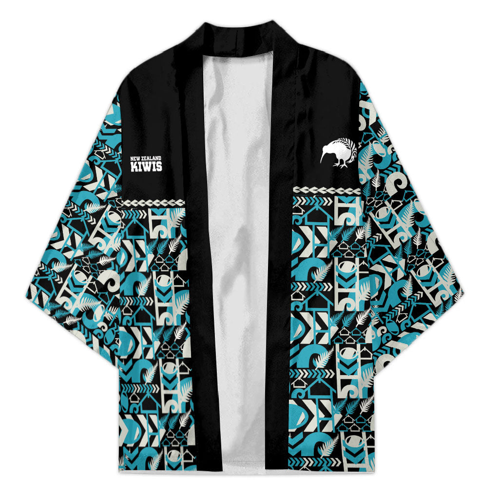 Aotearoa New Zealand Kiwis Tima Riki Motu Kimono LT9 Unisex Black - Polynesian Pride