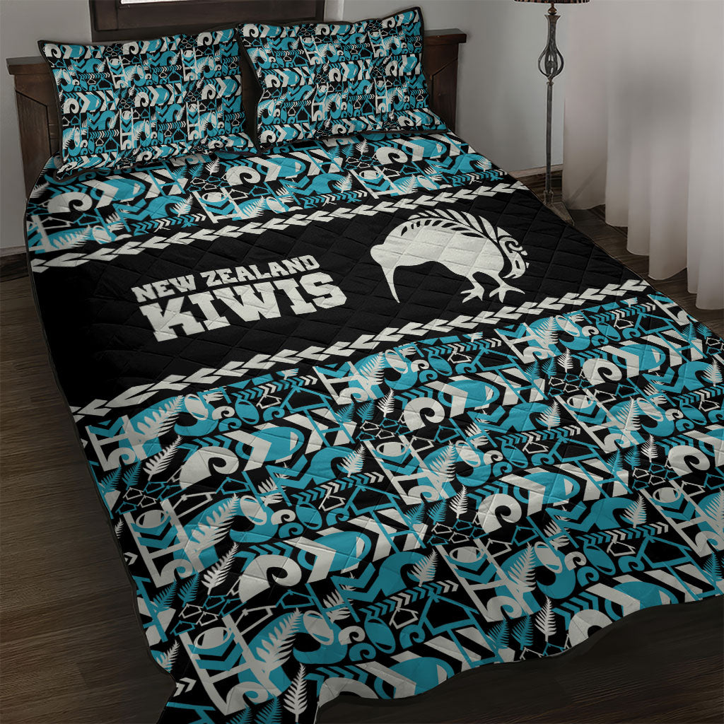 Aotearoa New Zealand Kiwis Tima Riki Motu Quilt Bed Set LT9 Black - Polynesian Pride