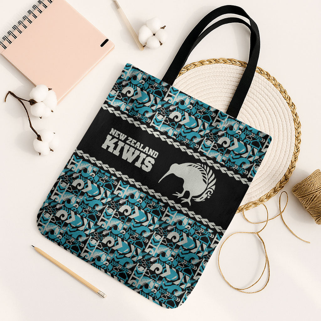 Aotearoa New Zealand Kiwis Tima Riki Motu Tote Bag LT9 Black Strap One Size Black - Polynesian Pride