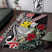 Hawaii Monk Seal Santa Area Rug Hibiscus Kakau Pattern Mele Kalikimaka LT9 Black - Polynesian Pride