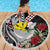 Hawaii Monk Seal Santa Beach Blanket Hibiscus Kakau Pattern Mele Kalikimaka