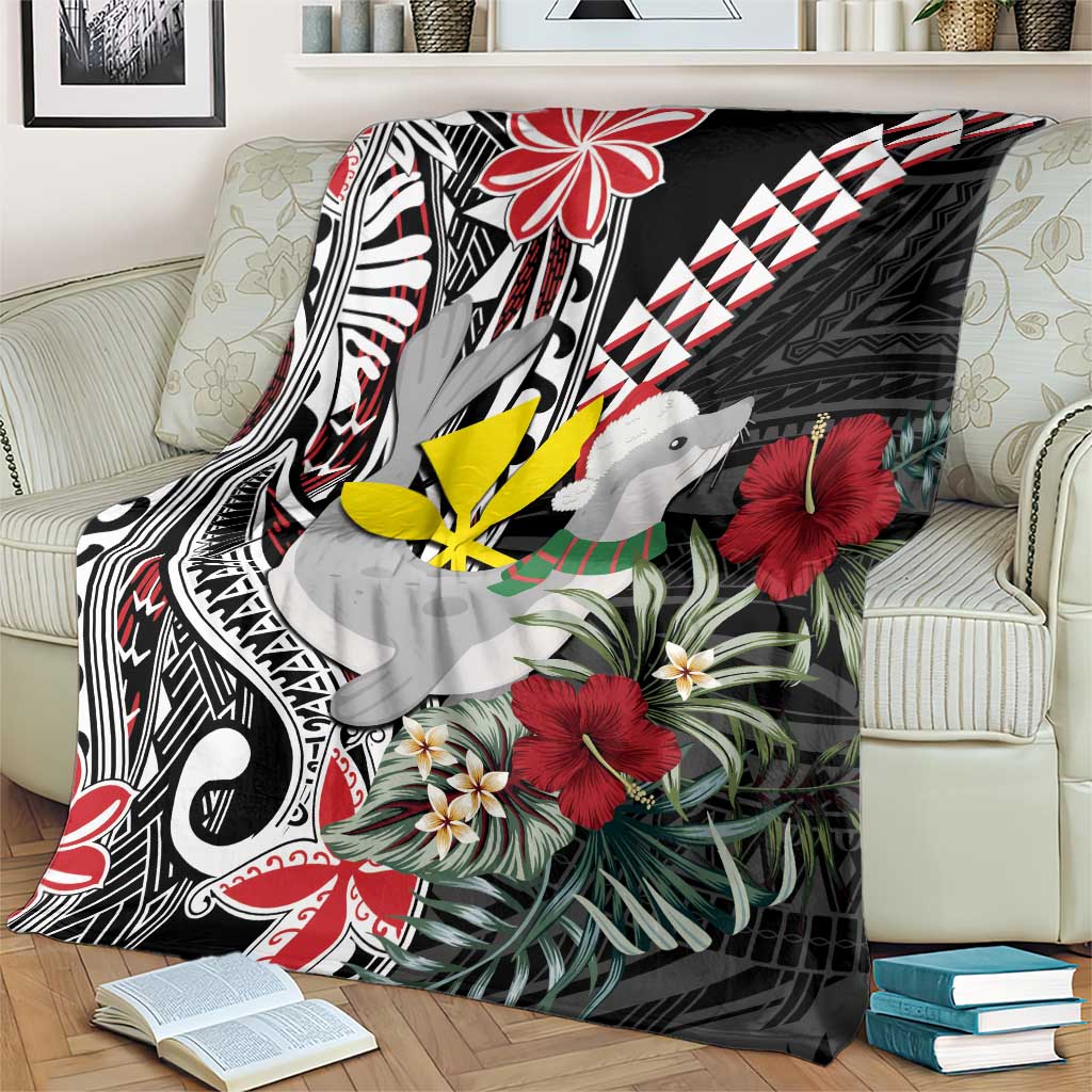 Hawaii Monk Seal Santa Blanket Hibiscus Kakau Pattern Mele Kalikimaka LT9 - Polynesian Pride