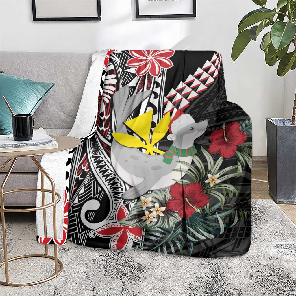 Hawaii Monk Seal Santa Blanket Hibiscus Kakau Pattern Mele Kalikimaka LT9 - Polynesian Pride
