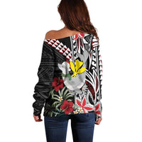 Hawaii Monk Seal Santa Off Shoulder Sweater Hibiscus Kakau Pattern Mele Kalikimaka LT9 - Polynesian Pride