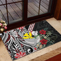 Hawaii Monk Seal Santa Rubber Doormat Hibiscus Kakau Pattern Mele Kalikimaka LT9 - Polynesian Pride