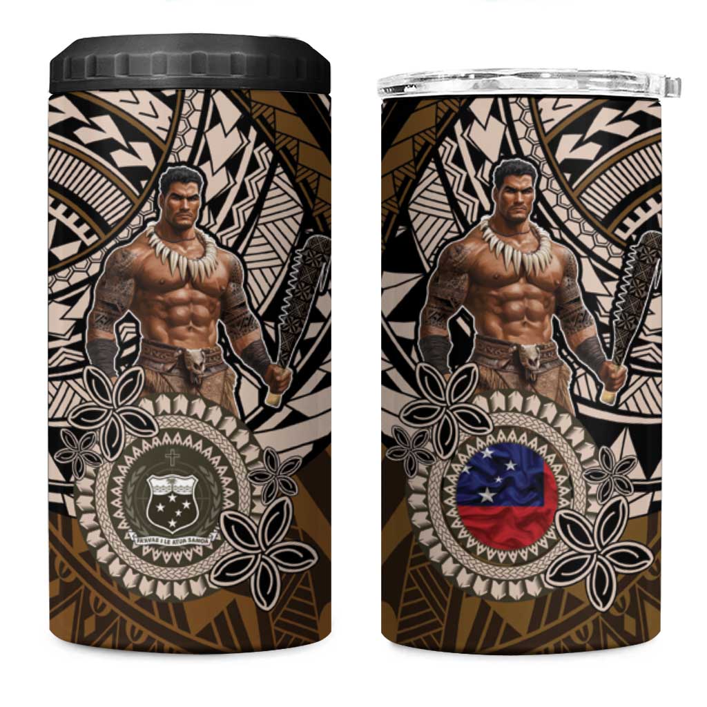 Samoa Warrior 4 in 1 Can Cooler Tumbler The Mighty Samoan Warrior Spirit LT9 One Size: 16 oz Black - Polynesian Pride