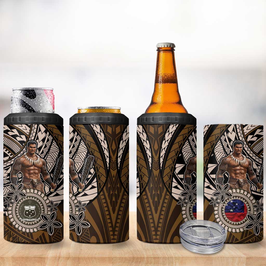 Samoa Warrior 4 in 1 Can Cooler Tumbler The Mighty Samoan Warrior Spirit LT9 - Polynesian Pride