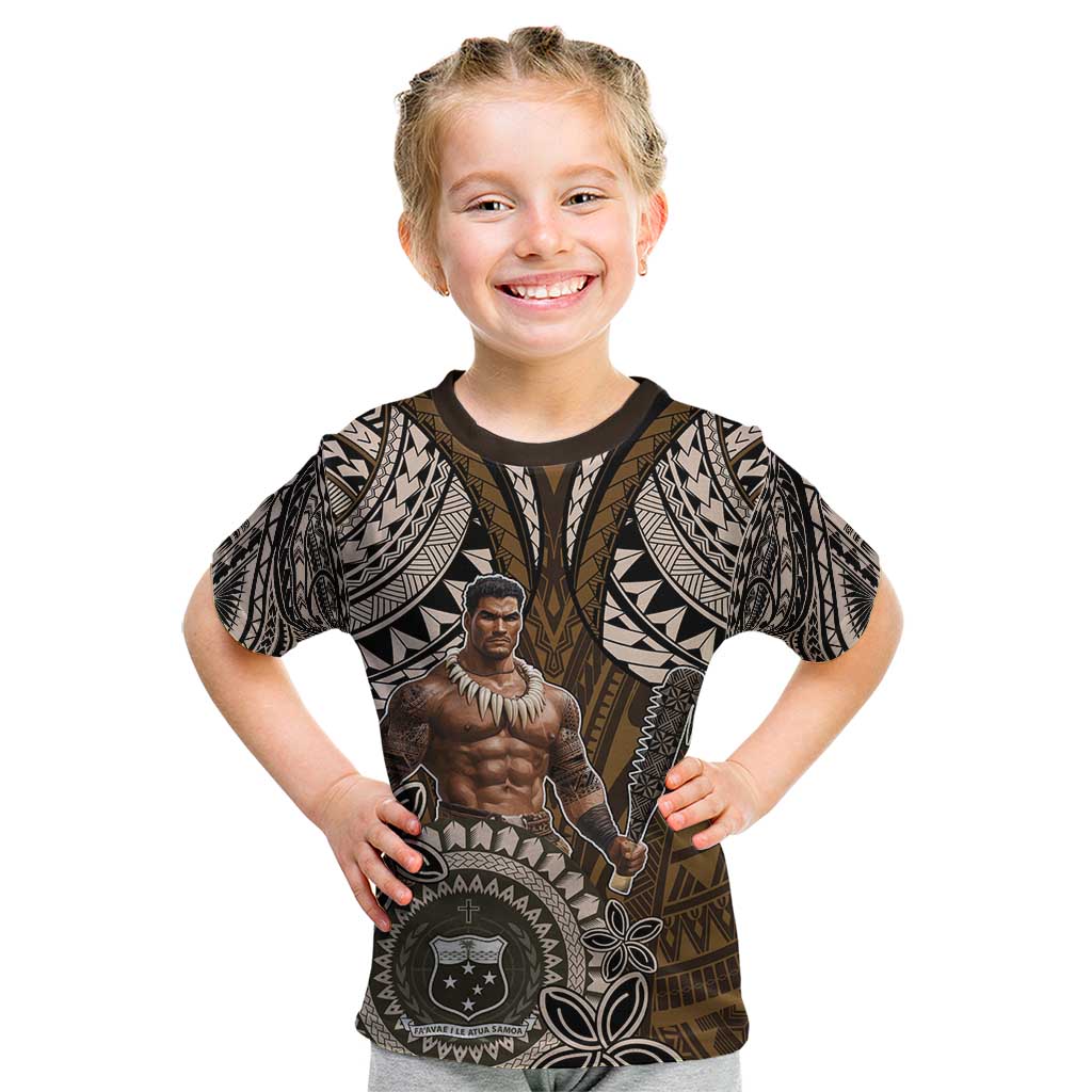 Samoa Warrior Kid T Shirt The Mighty Samoan Warrior Spirit LT9 Black - Polynesian Pride