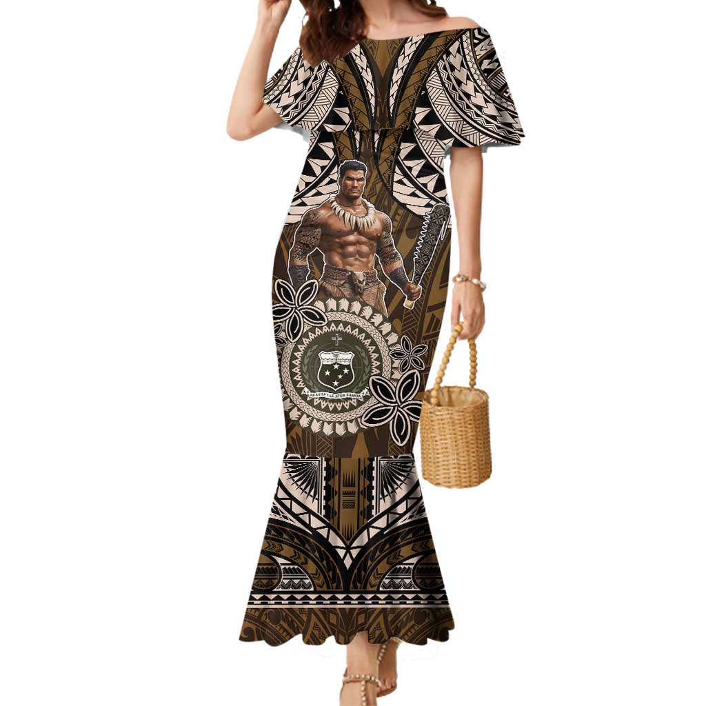 Samoa Warrior Mermaid Dress The Mighty Samoan Warrior Spirit LT9 Women Black - Polynesian Pride