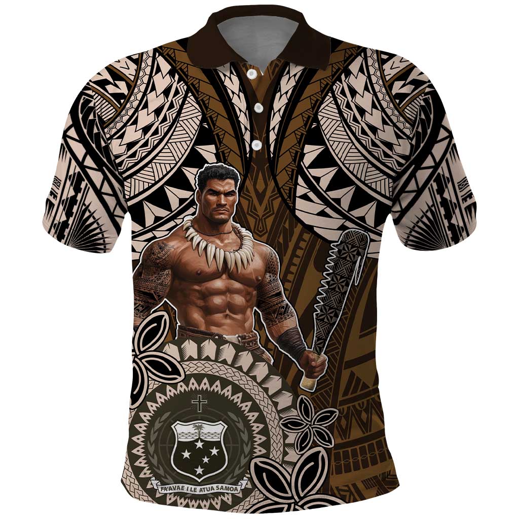 Samoa Warrior Polo Shirt The Mighty Samoan Warrior Spirit LT9 Black - Polynesian Pride